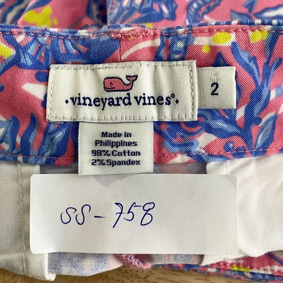 Vineyard Vines Shorts Seahorse Clams Shells Cotton Spandex Women's Size 2 - Picture 2 of 7